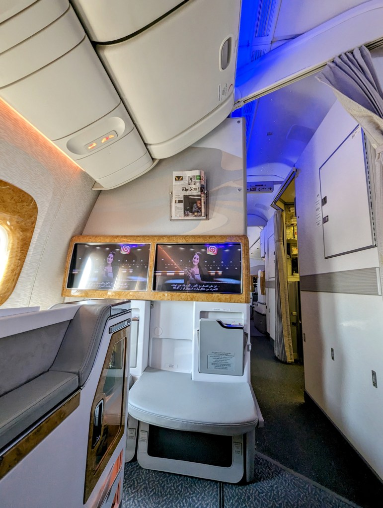 Business class cabin on Emirates Airlines