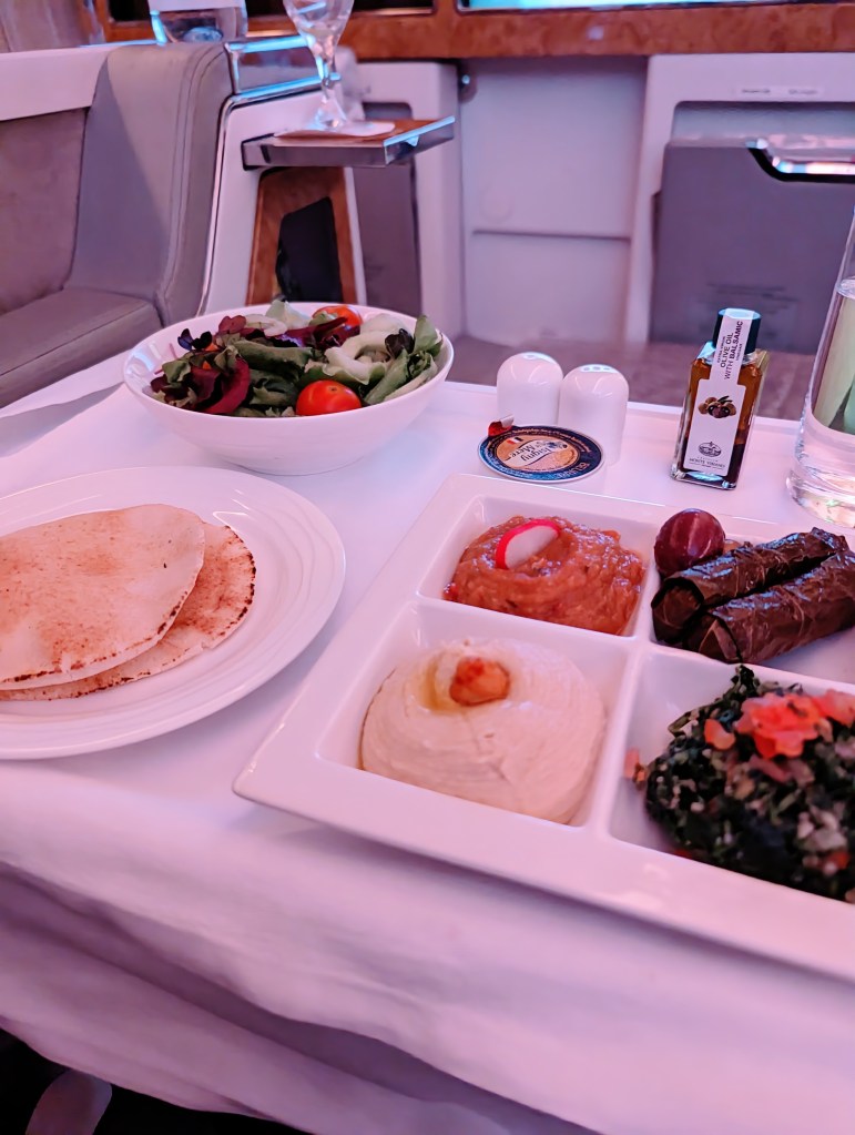 Emirates Airlines business class sides served during dinner