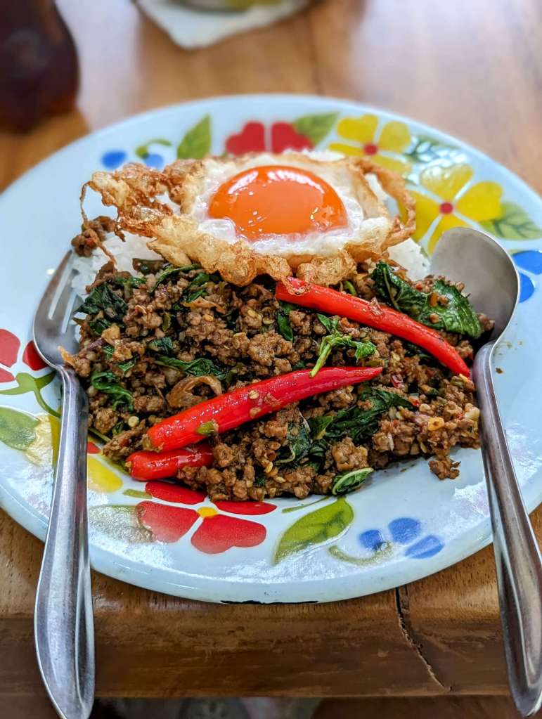 Beef pad kaprao at Phed Mark restaurant