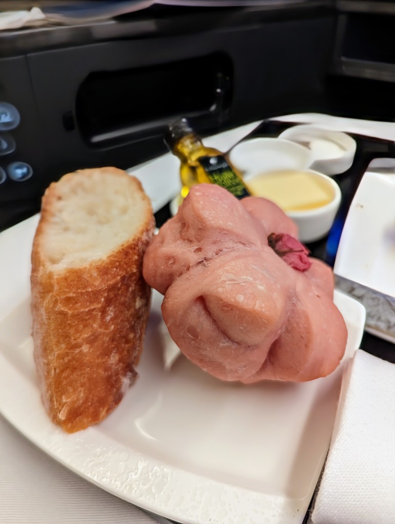 Cherry blossom bread served on ANA business class