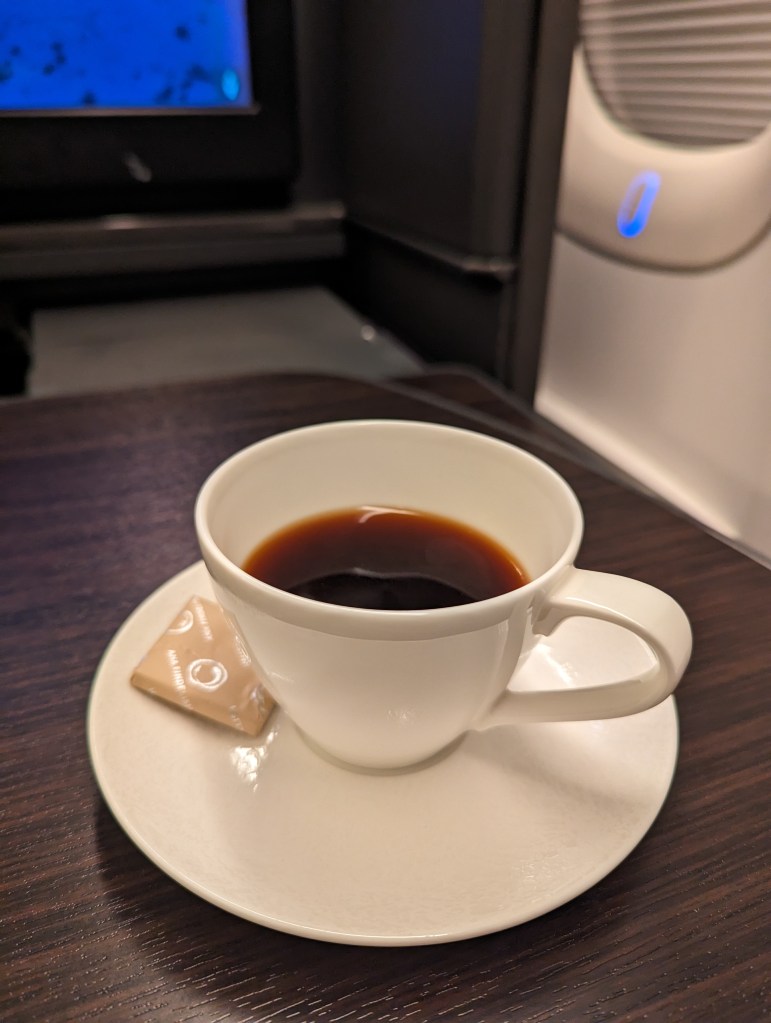 Coffee served on ANA business class
