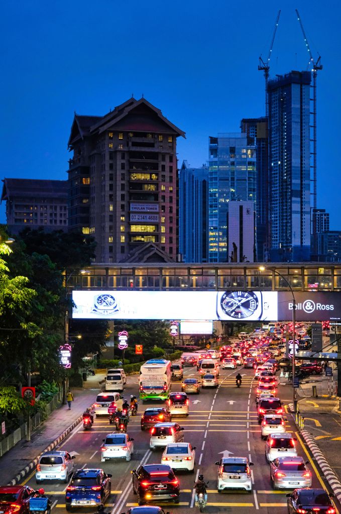 Evening traffic in Kuala Lumpur, Malaysia.