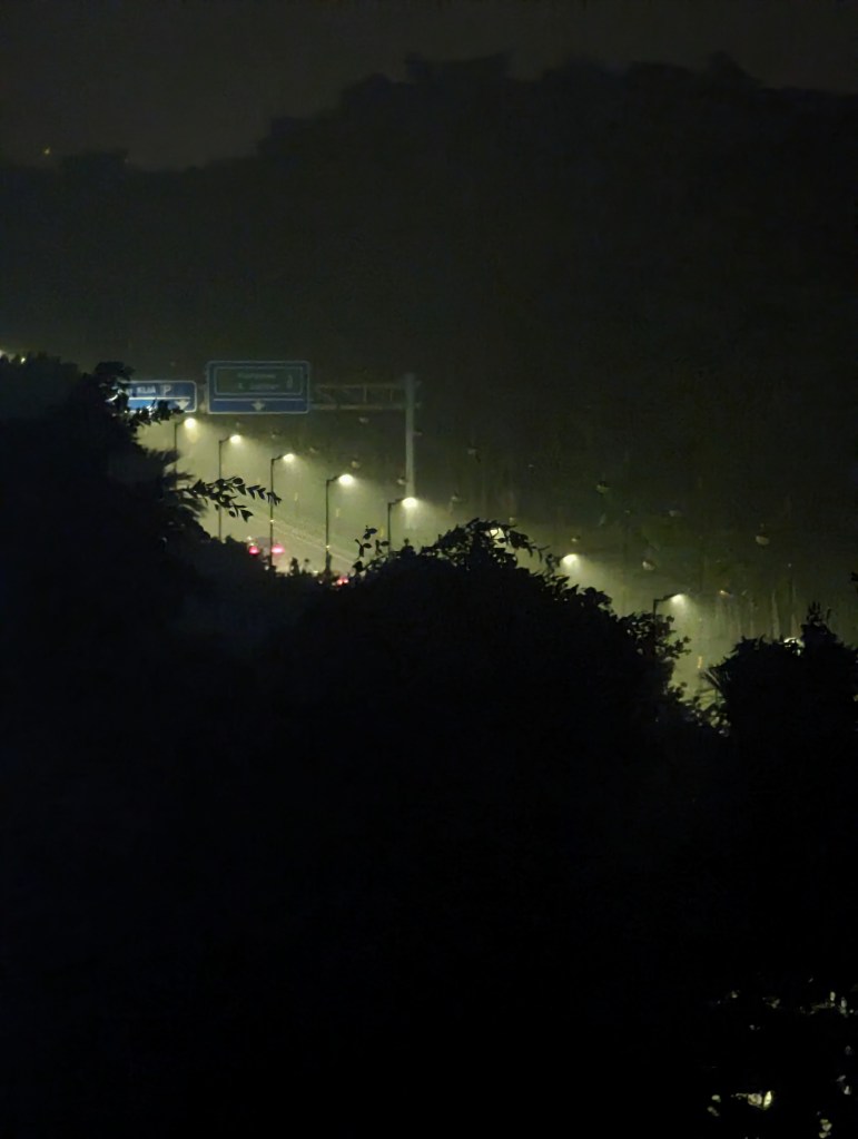 Evening view of streetlights at KLIA