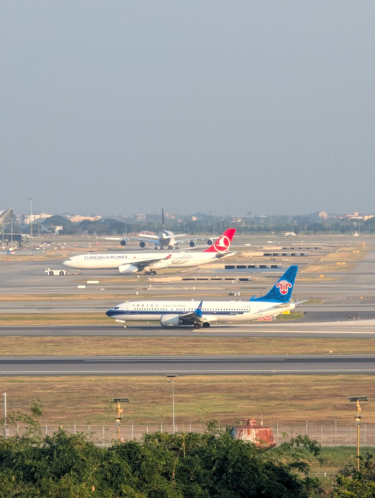 China Southern and Turkish Airlines at Suvarnabhumi Airport in Bangkok, Thailand.
