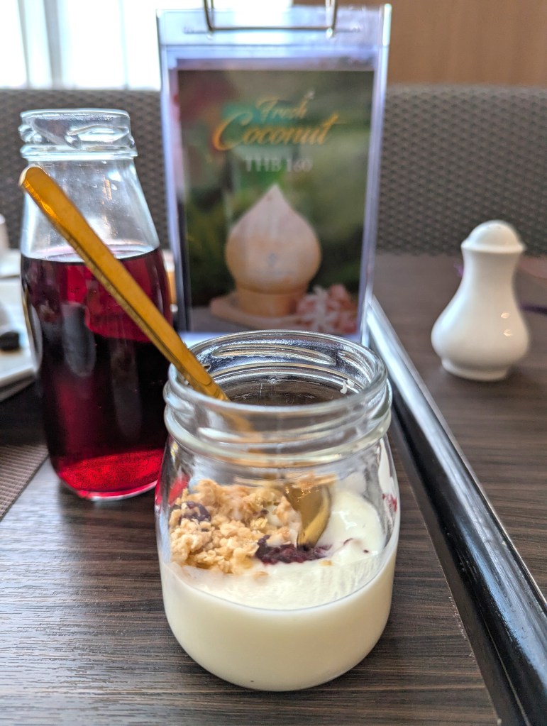 Yogurt at breakfast in Siam Mandarina Hotel, Bangkok, Thailand. 
