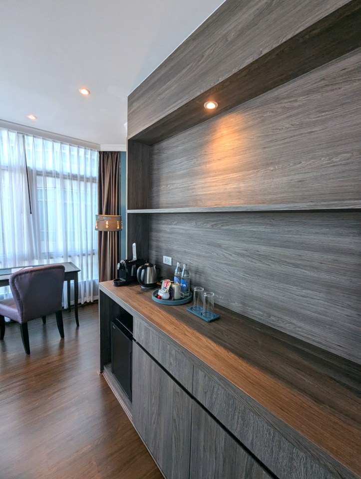 Cabinet space in Executive Suite of Siam Mandarina Hotel in Bangkok.