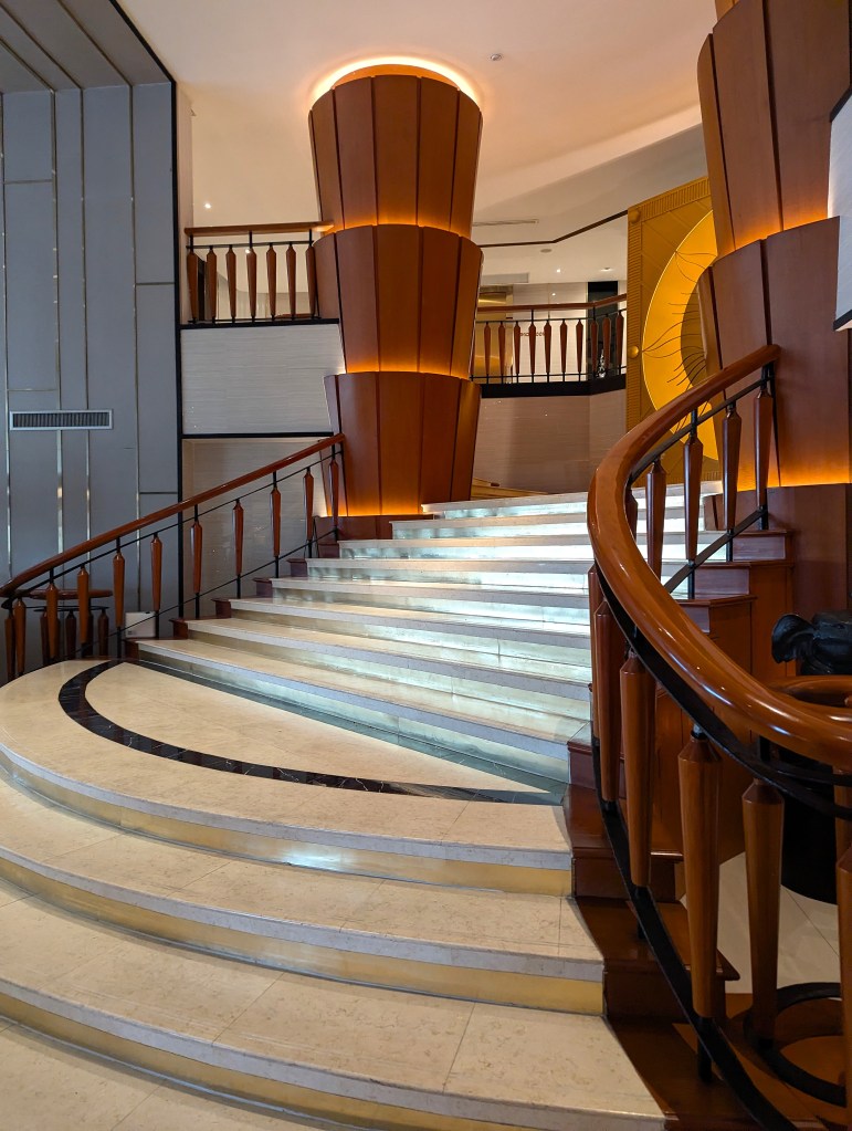 Stairs in the lobby area at Siam Mandarina Hotel, Bangkok.