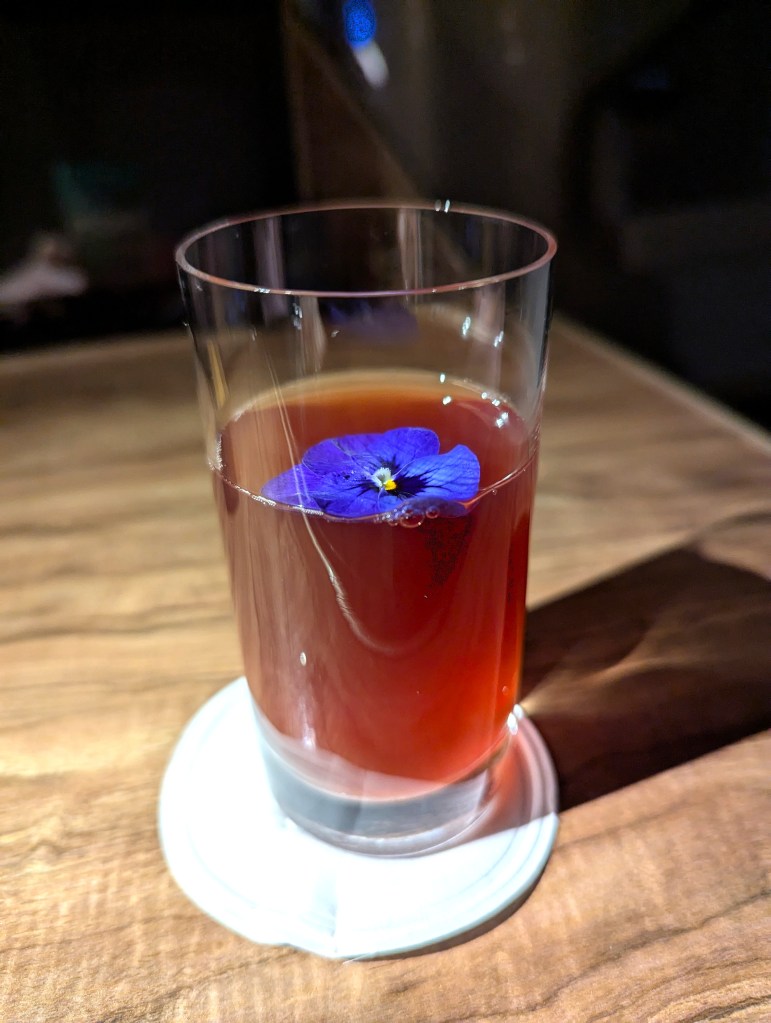 Rose iced tea from business class juices and soft drinks menu in Emirates Airlines