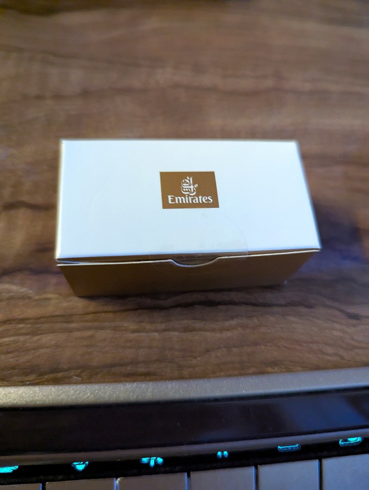 Fine luxury chocolates served in business class of Emirates Airlines