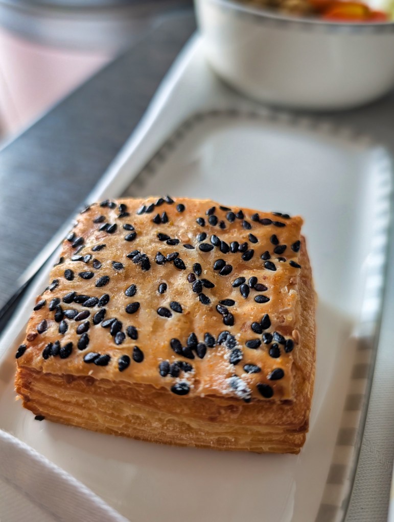 Sesame seed bread offered in Singapore Airlines Business Class Sesame seed bread offered on Singapore Airlines Business Class