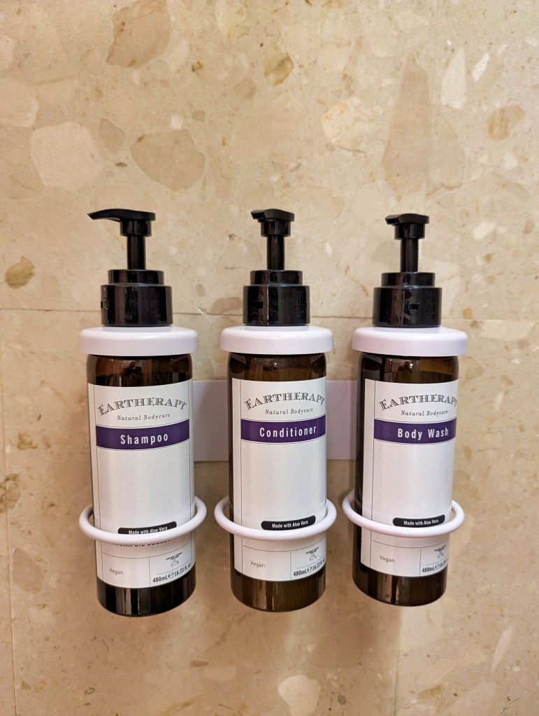 Shampoo, conditioner and body wash provided by Hyatt Regency Hotel Suvarnabhumi Hotel Bangkok