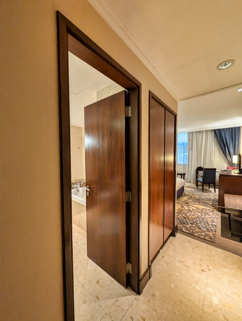 Entry way to room at Hyatt Regency Hotel Suvarnabhumi Airport Bangkok