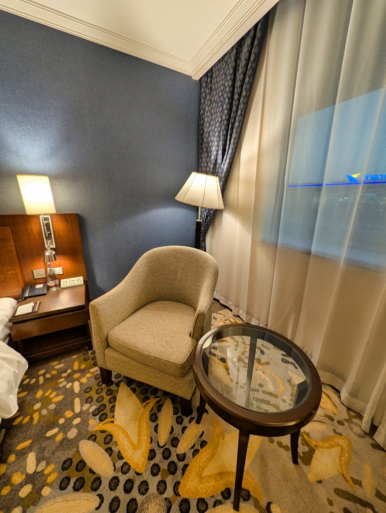 Table and chair provided by Hyatt Regency Hotel Suvarnabhumi Hotel Bangkok