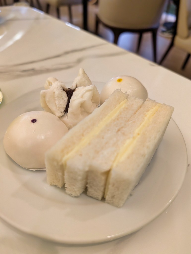 Cheese sandwich and buns offered at Miracle Business Class Lounge at Bangkok Suvarnabhumi International Airport (Satellite 1)