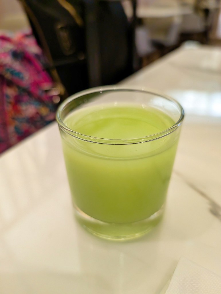 Guava juice drink at Miracle Business Class Lounge at Bangkok Suvarnabhumi International Airport Satellite 1