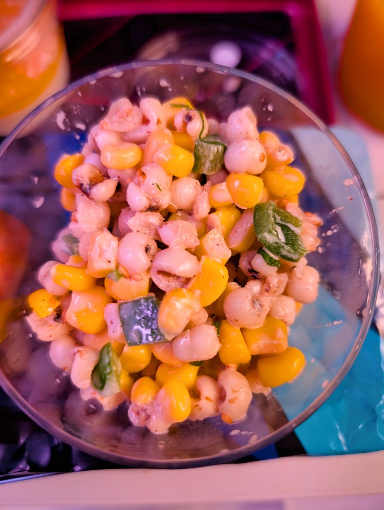 Salad served on Qatar Airways economy class