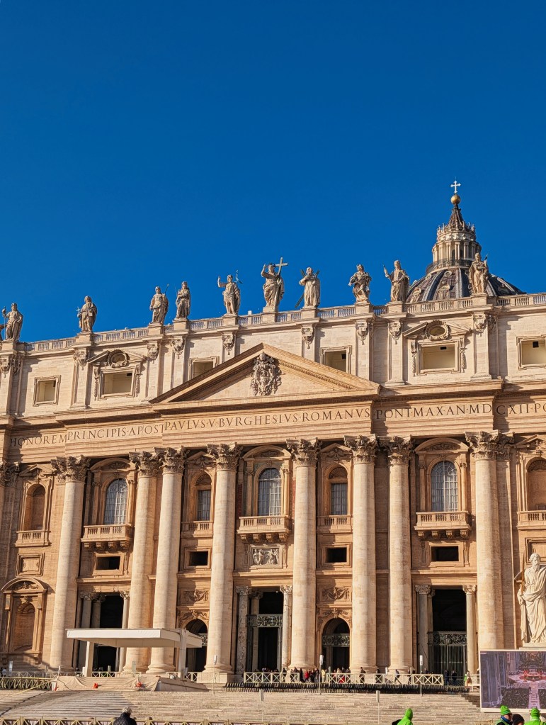 Front view of St. Peter's Basilica in Vatican City