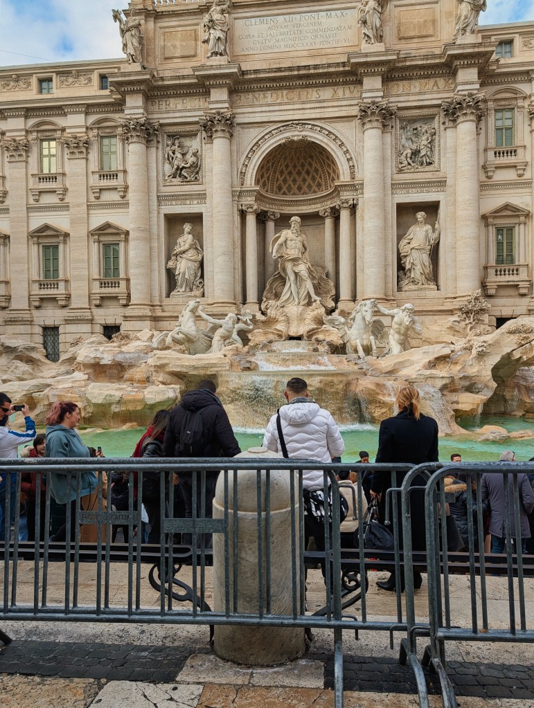 Closeup of Trevi Fountain in Rome, Italy.