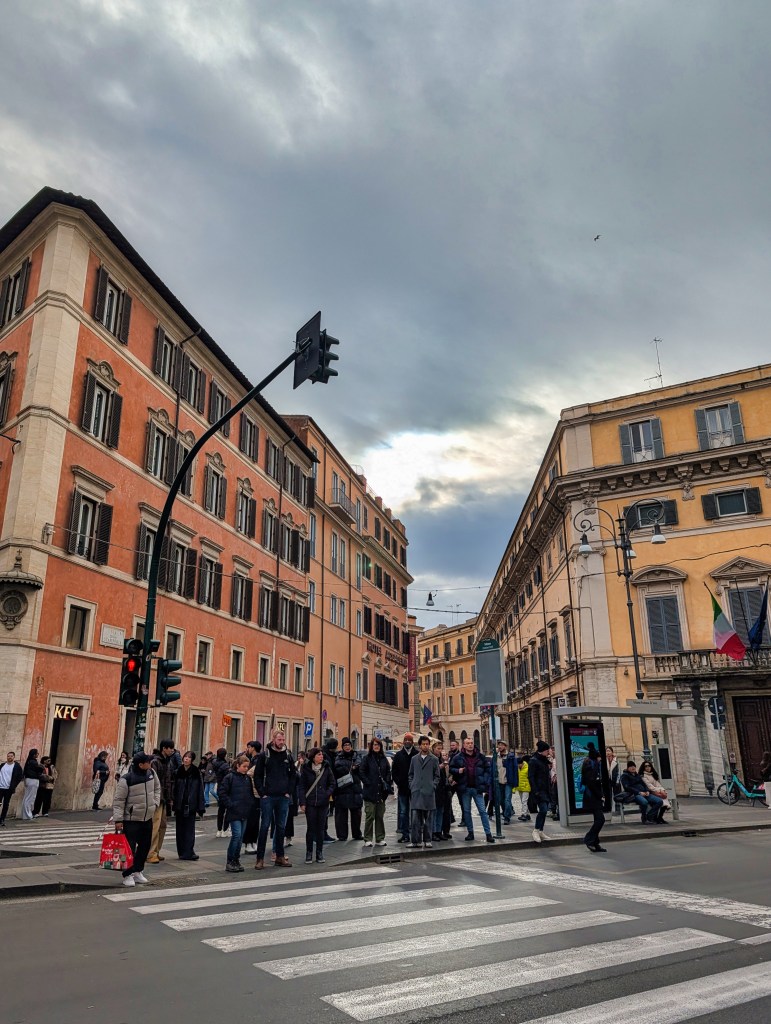 Crosswalk in Rome, Italy.