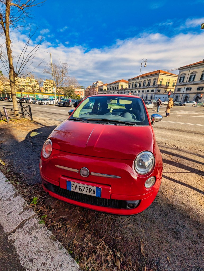Fiat parked in the streets of Rome Italy