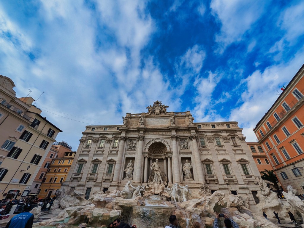 View of Trevi Fountain in Rome Italy