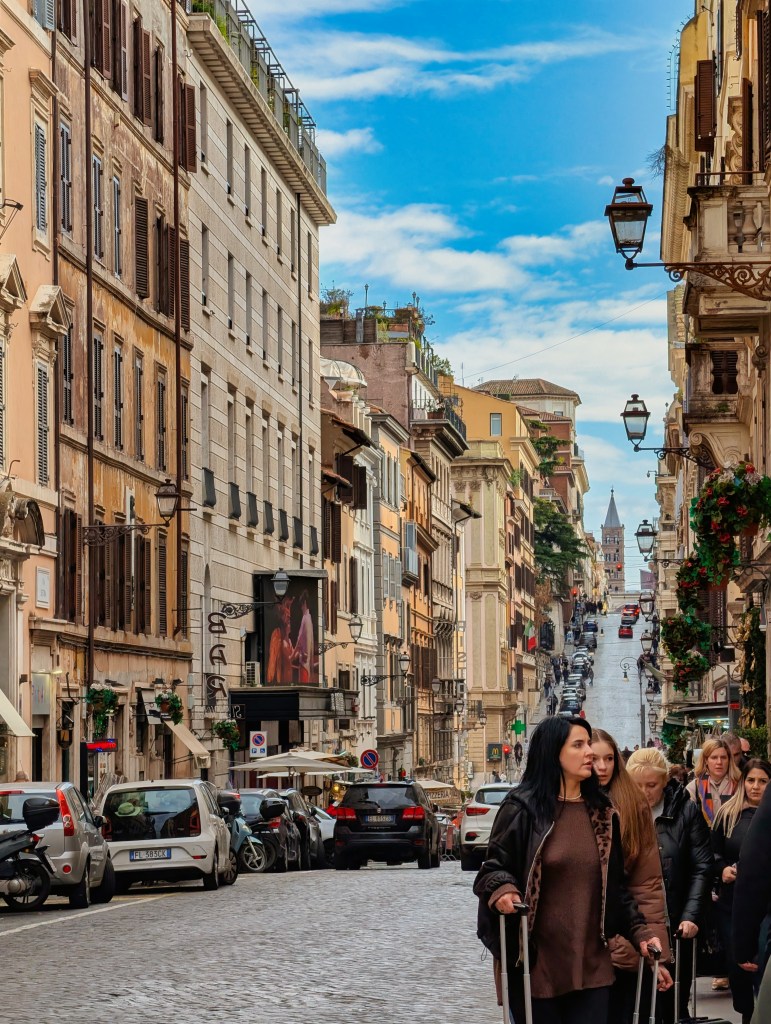 Hilly streets of Rome Italy