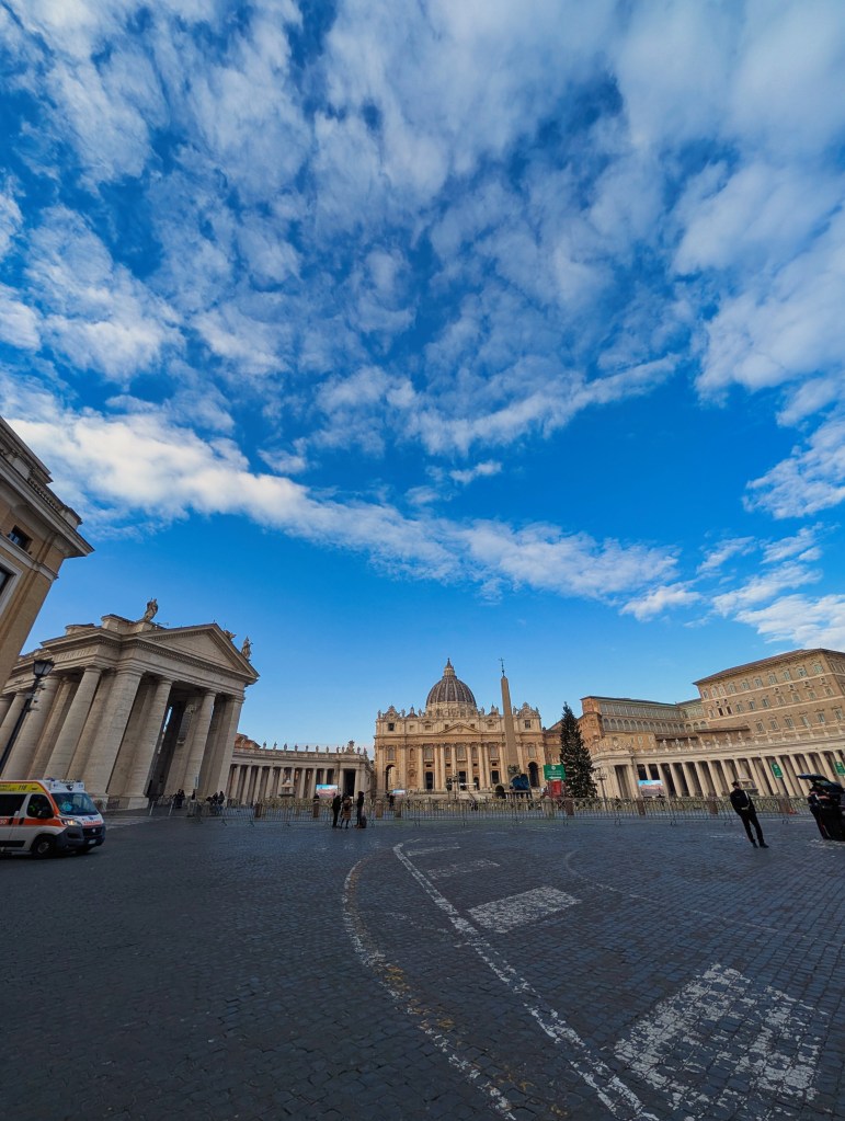 View of St. Peter's Basilica from St. Peter's Square in Vatican City