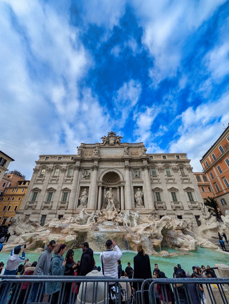 Trevi Fountain in Rome showing turquoise water