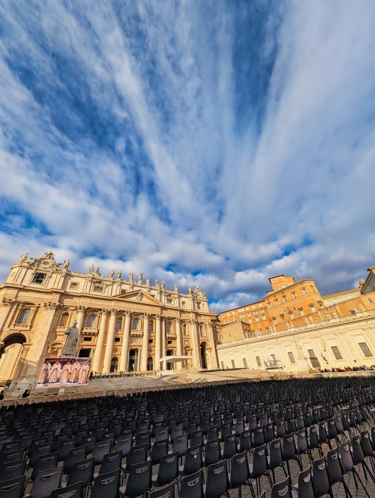 St. Peter's Basilica with chairs set in rows