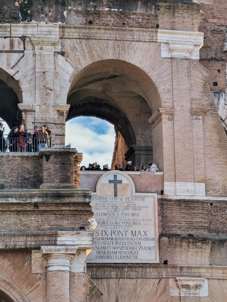 Closeup of the Colosseum in Rome, Italy.